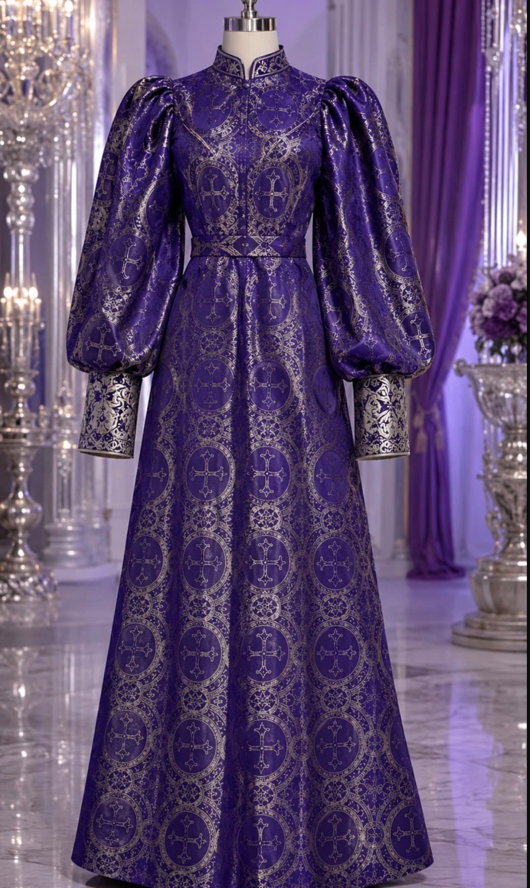 Royal Purple With Silver Metallic Woven Jacquard Brocade