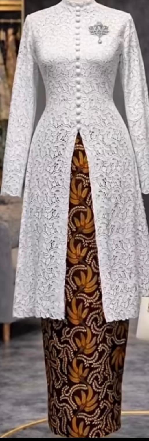 White Lace With A Line Long Ankara Skirt